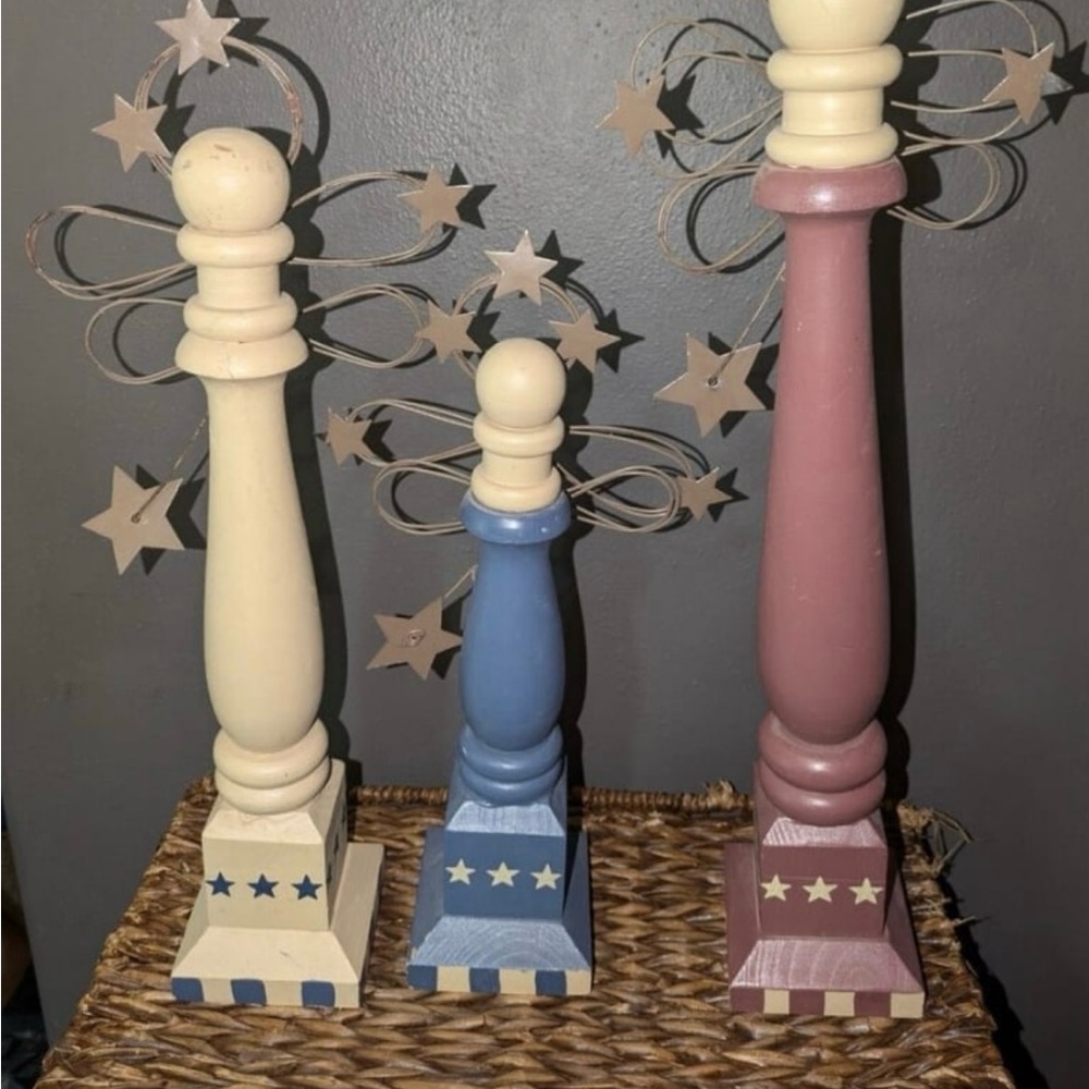 Primitive/antique wooden spindle angels